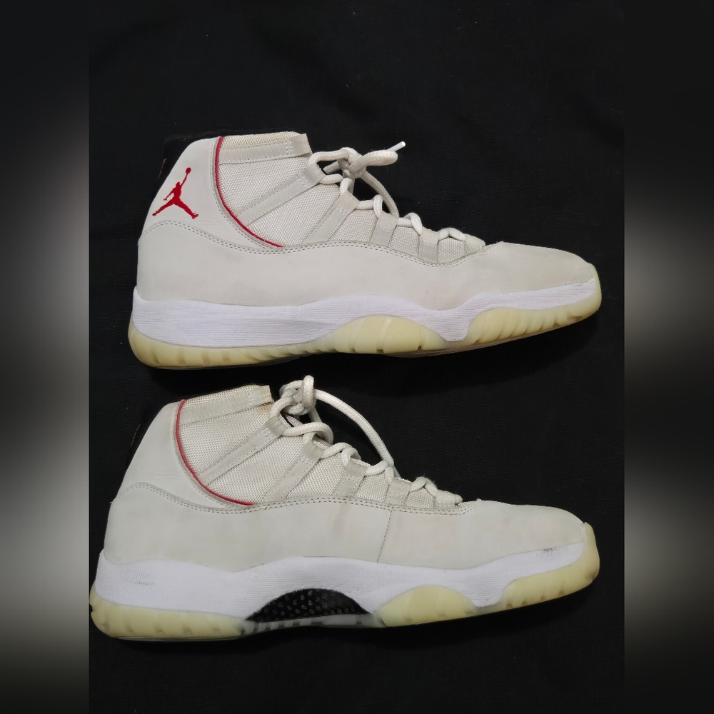 Jordan 11 Platinum Men's White and Red High-Top Sneakers